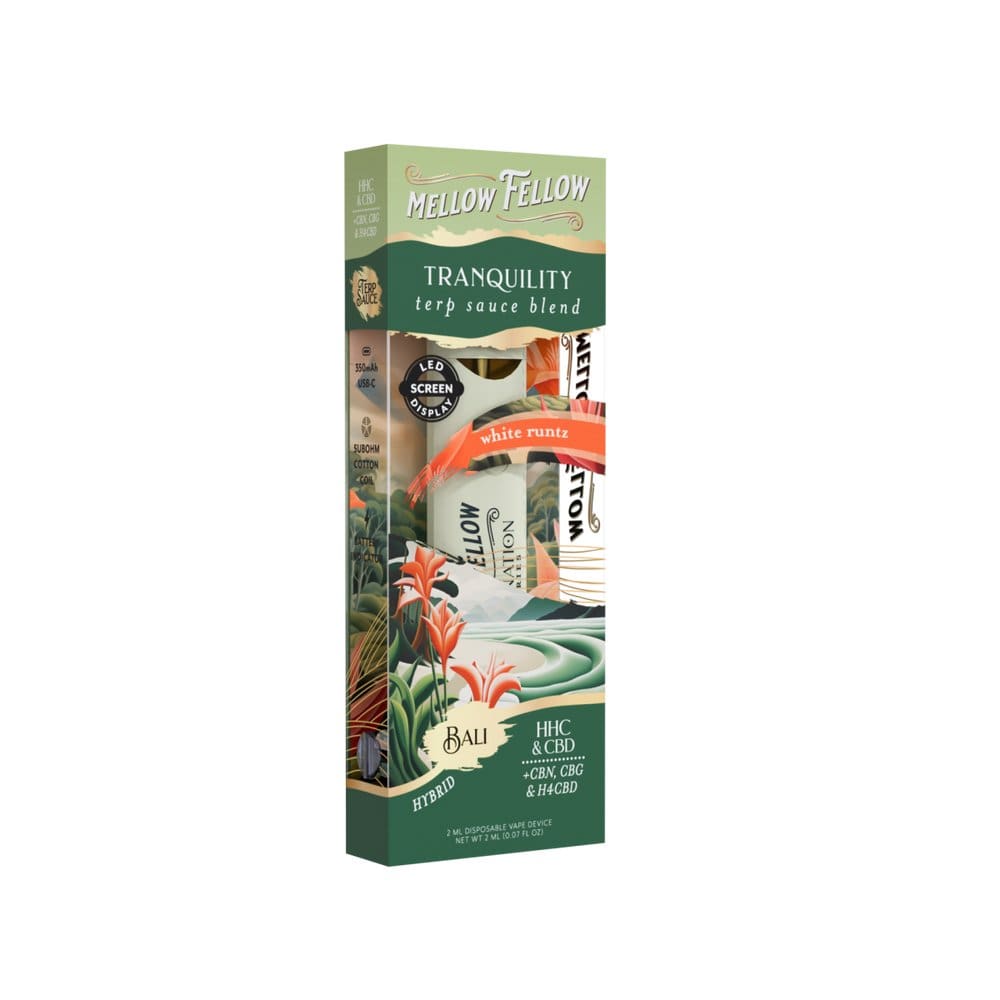 CBDWellnessplus Bali- White Runtz Mellow Fellow- 2ml Terp Sauce Disposable Vape