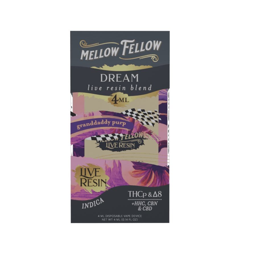 CBDWellnessplus Granddaddy Purp Mellow Fellow- 4ml Live Resin Disposable Vape